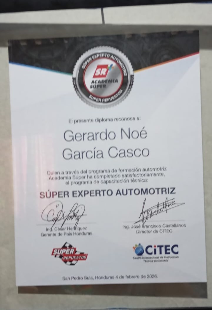 Certificacion automotriz de Gerardo Garcia